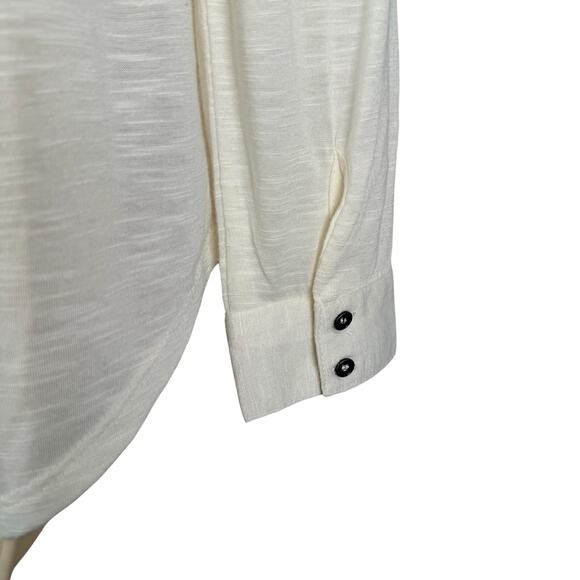 Grayson Top Medium Off-white Slub Knit Sheer Lace Trim Babydoll Long Sleeve - Picture 5 of 16